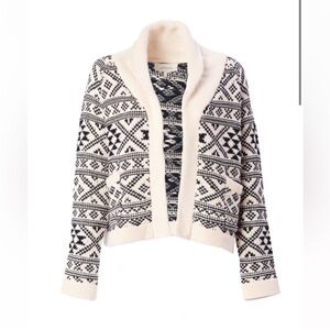 The Great. Lodge Cardigan in cream Fair Isle